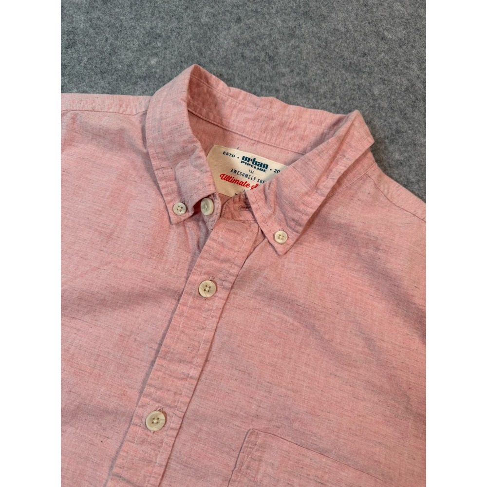 Urban Pipeline Mens Ultimate Shirt Short Sleeve Button Down Pink Large